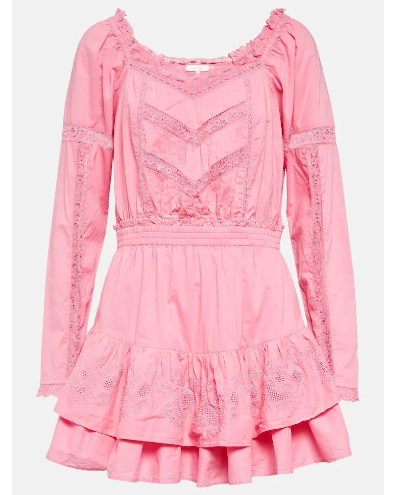 LoveShackFancy Miniabito Sanaya in cotone con pizzo Rosa