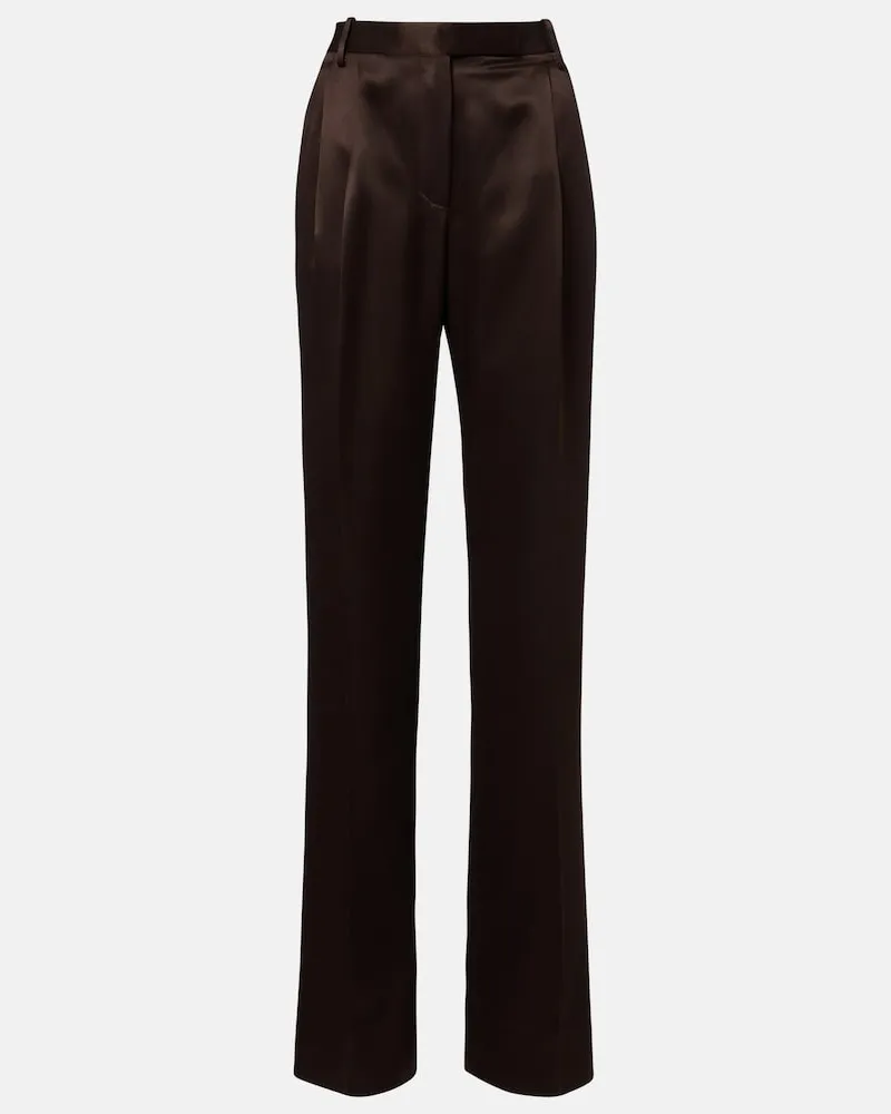 Tom Ford Pantaloni regular in seta Marrone