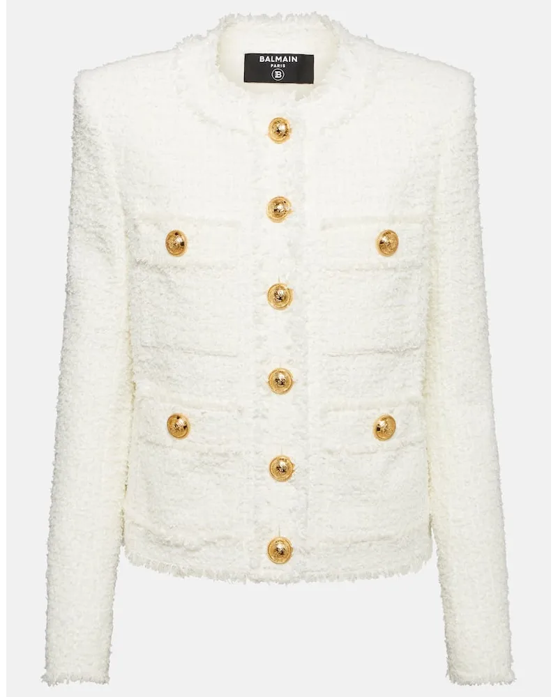 Balmain Giacca in tweed con decorazione Bianco