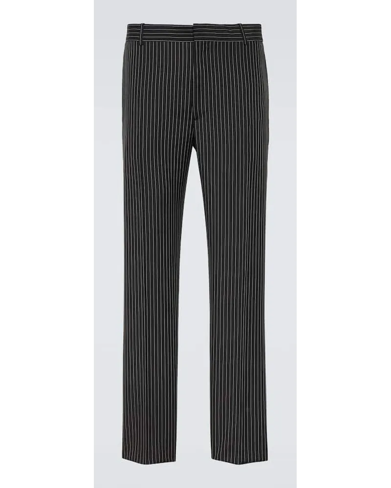 Alexander McQueen Pantaloni da abito gessati in lana e mohair Nero