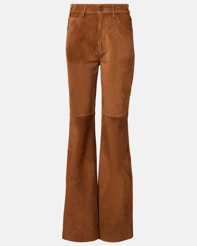 Nili Lotan Pantaloni flared Roe in suede Marrone