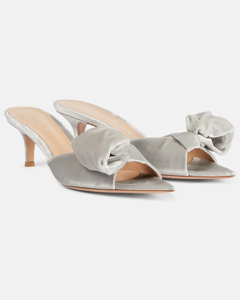 Gianvito Rossi Mules 55 in velluto con fiocco Argento