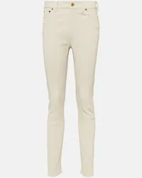 Ralph Lauren Pantaloni skinny in pelle a vita alta Bianco