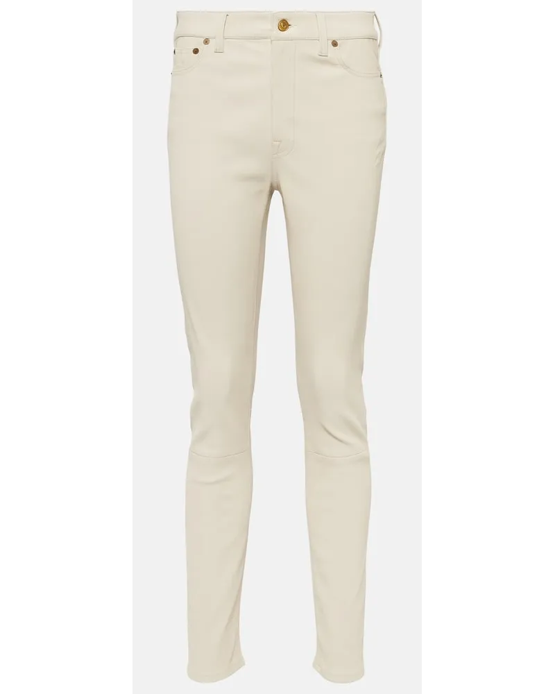 Ralph Lauren Pantaloni skinny in pelle a vita alta Bianco