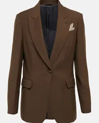 Brunello Cucinelli Blazer monopetto in crêpe Marrone