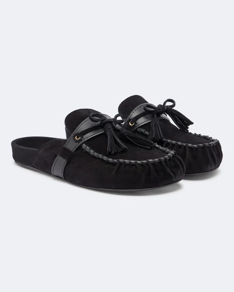 Isabel Marant Mules Malvin in suede con pelle Nero