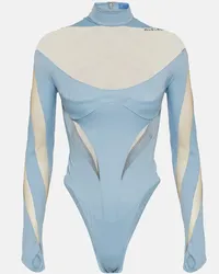 Thierry Mugler Body con tulle Blu