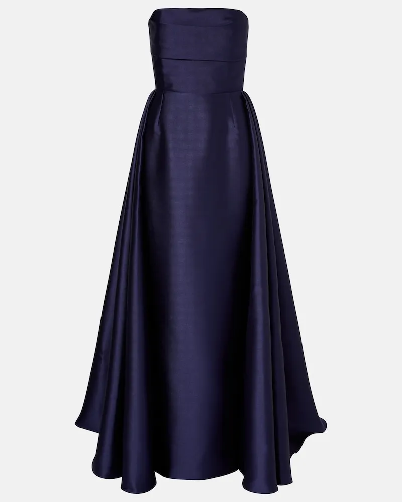 Solace London Abito bustier in raso Blu