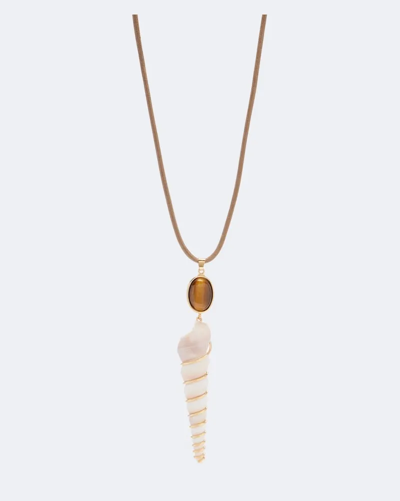 Jennifer Behr Collana Finley con perle e conchiglie Marrone