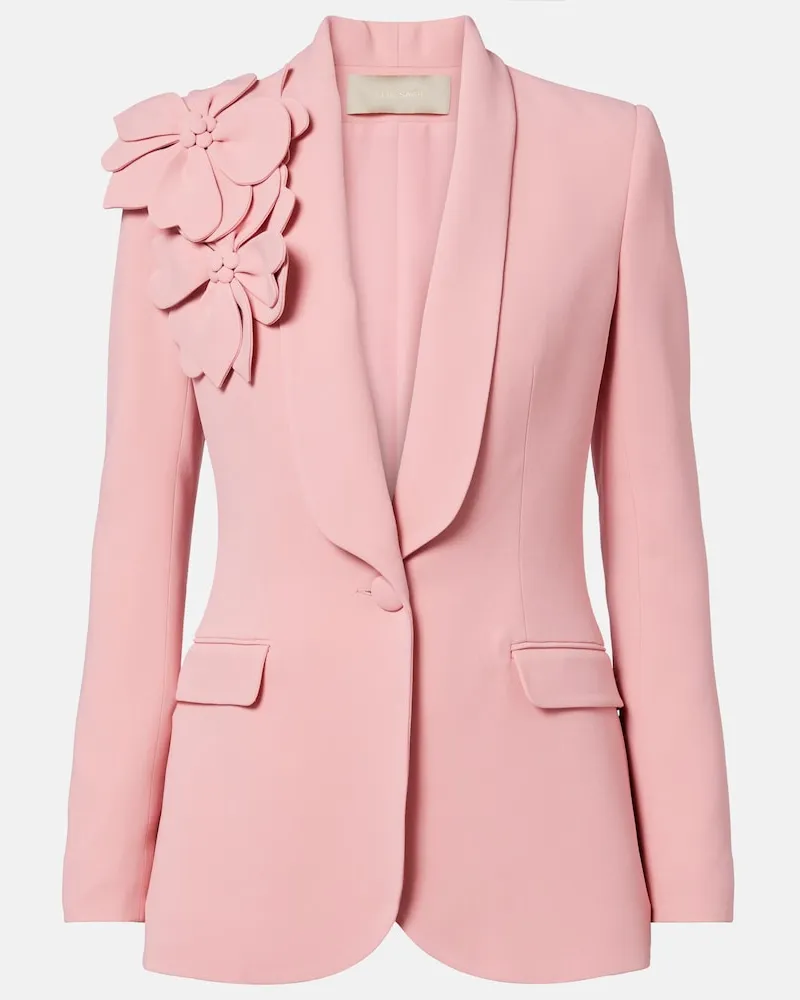 Elie Saab Blazer in cady con applicazioni floreali Rosa