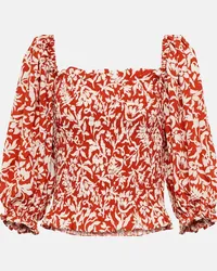 Ralph Lauren Top in crêpe arricciato con stampa Rosso