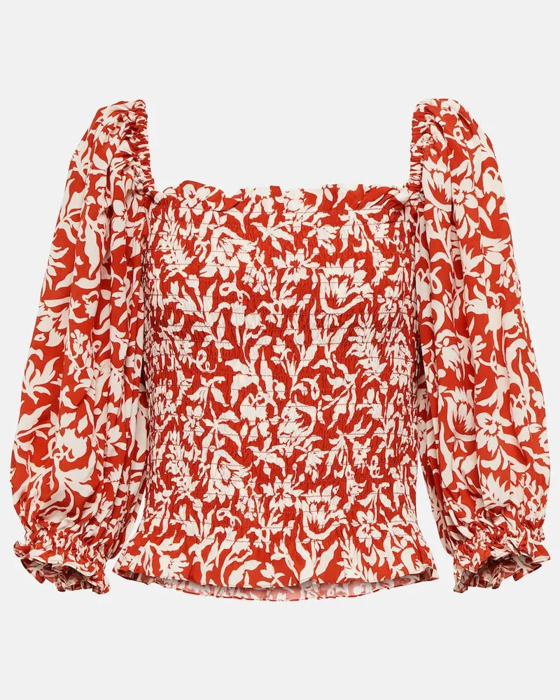 Ralph Lauren Top in crÃªpe arricciato con stampa Rosso