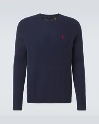 Ralph Lauren Pullover in lana e cashmere a trecce Blu