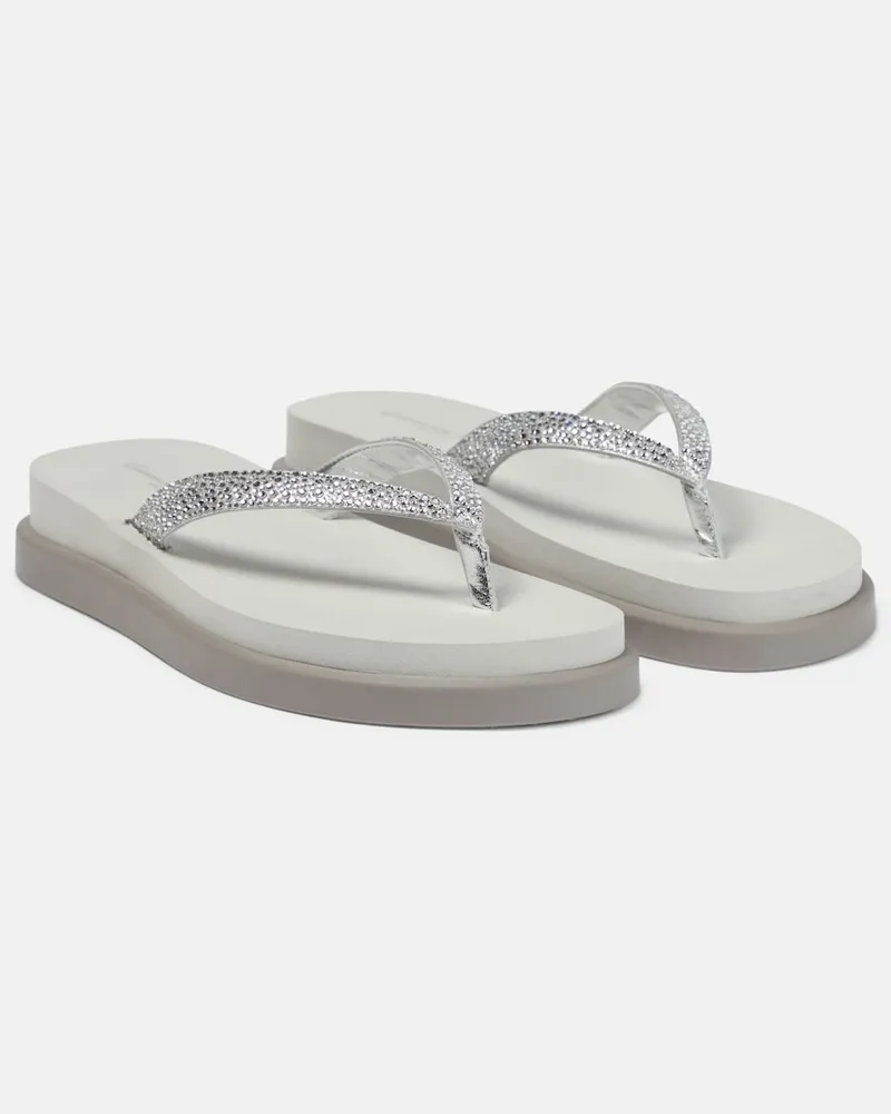 Gianvito Rossi Sandali infradito in pelle con platform Argento