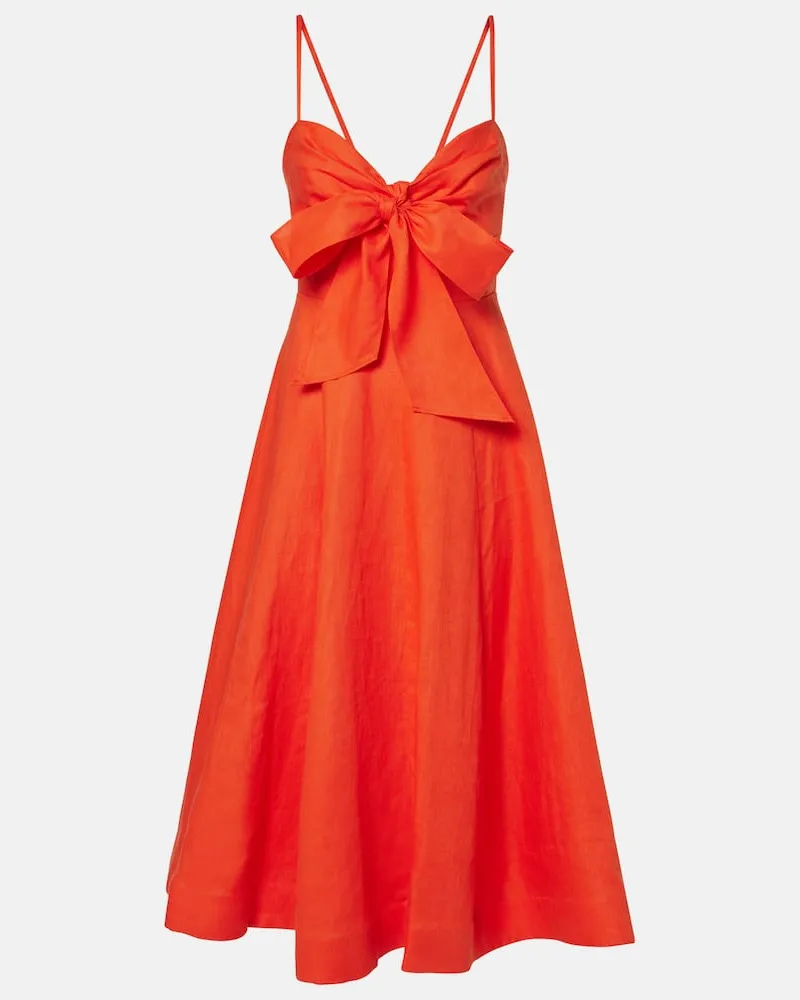 Zimmermann Abito midi Crush in lino Rosso