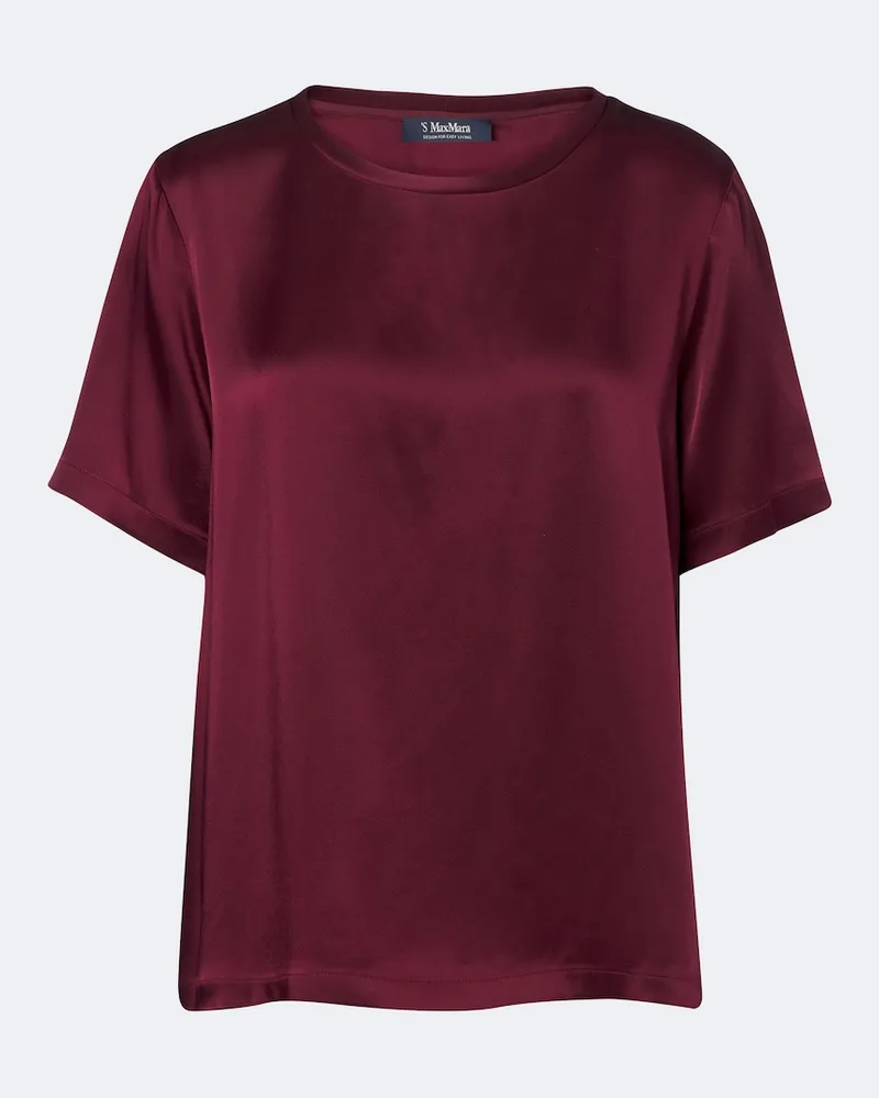 Max Mara T-shirt in satin Borgogna