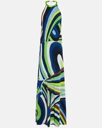 Emilio Pucci Abito lungo Iride con scollo all'americana Multicolore