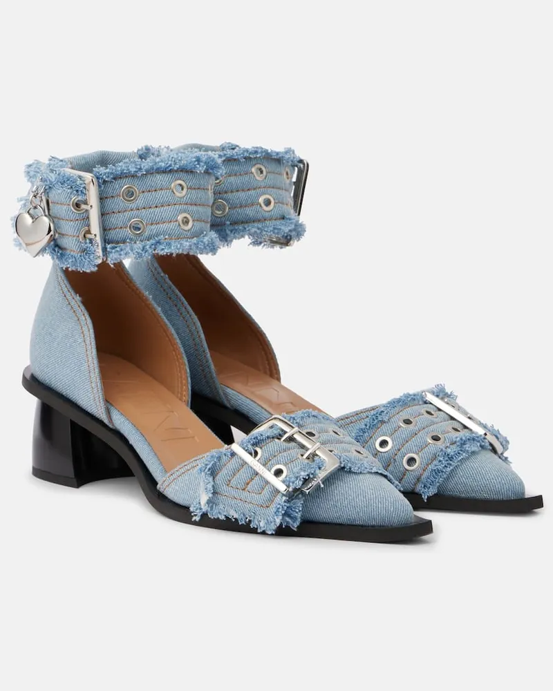 Ganni Pumps Feminine Buckle in denim Blu