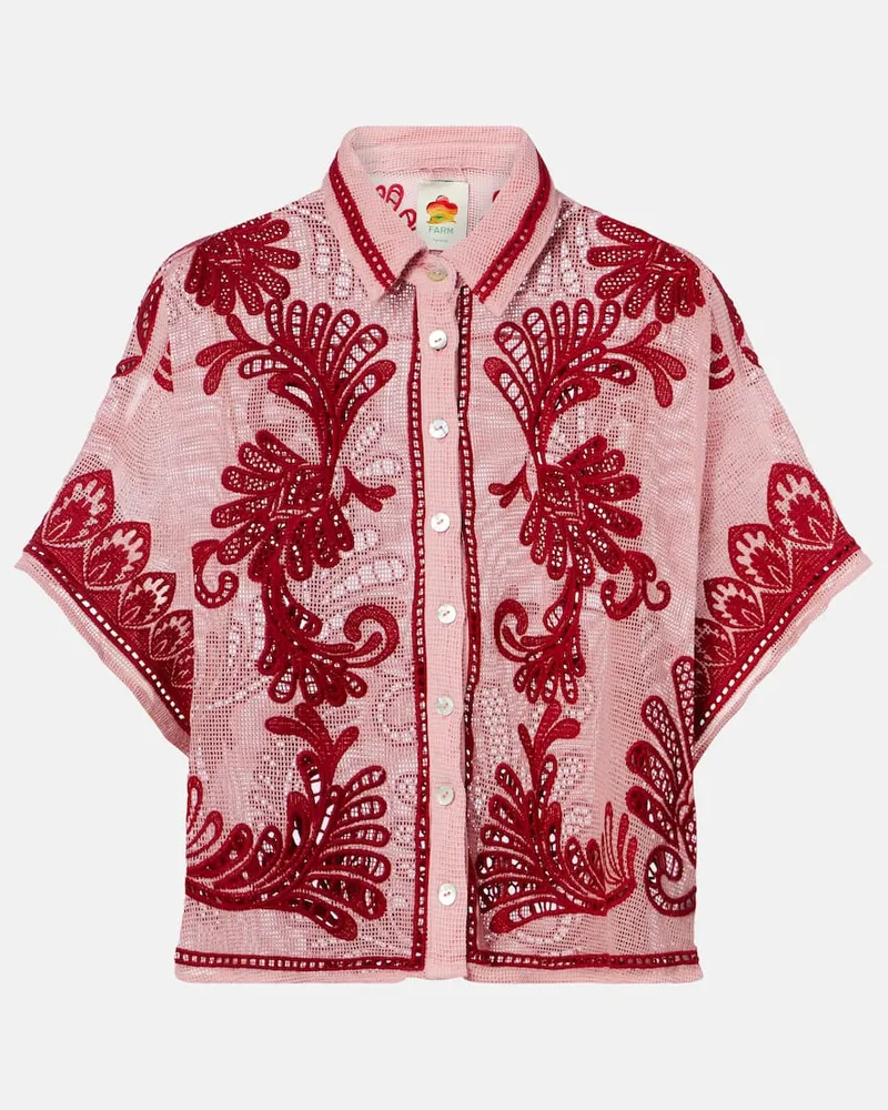 FARM Rio Camicia Arabesc in cotone con ricamo Rosa