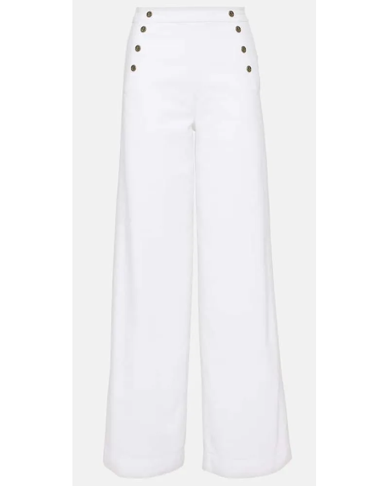 Frame Denim Pantaloni a gamba larga e vita alta Bianco
