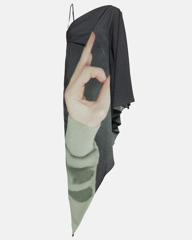 Maison Margiela Abito midi monospalla con stampa Multicolore