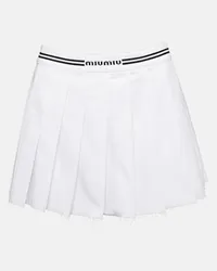 Miu Miu Minigonna in cotone con logo Bianco