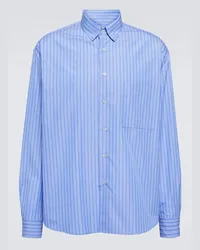 Lanvin Camicia in popeline di cotone a righe Blu