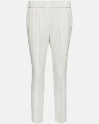 Brunello Cucinelli Pantaloni in crêpe di misto seta Bianco