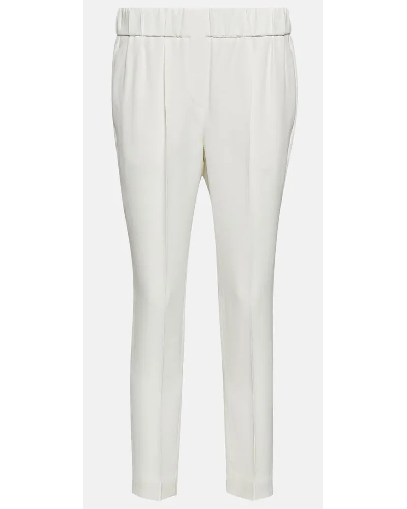 Brunello Cucinelli Pantaloni in crÃªpe di misto seta Bianco