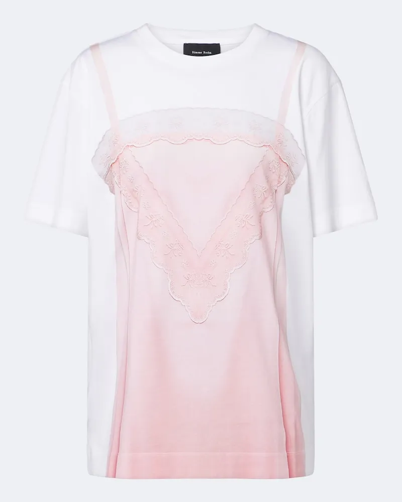 Simone Rocha T-shirt Trompe l’œil in jersey di cotone Bianco