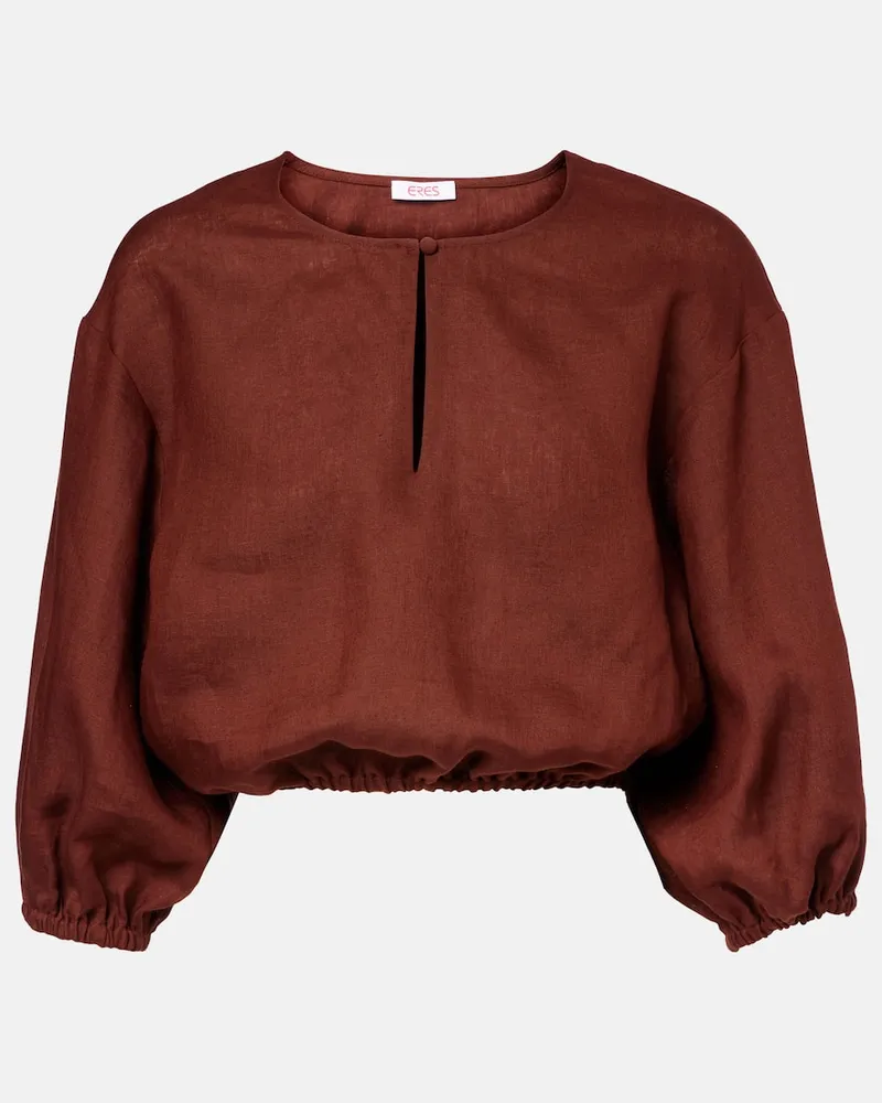Eres Top cropped Gracieux in lino Marrone