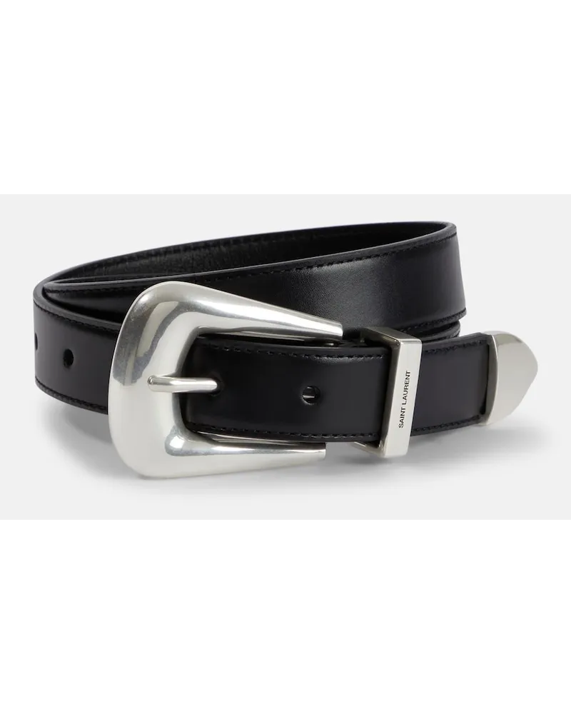 Saint Laurent Cintura Folk in pelle Nero