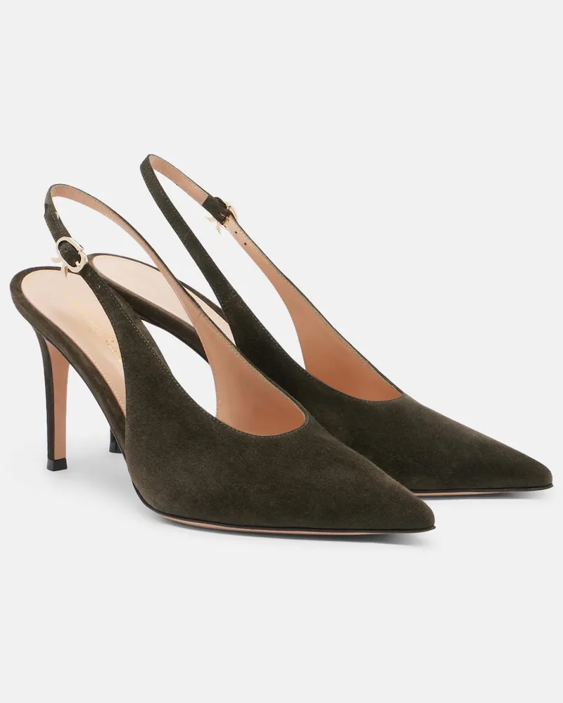 Gianvito Rossi Pumps slingback Robbie in suede Verde