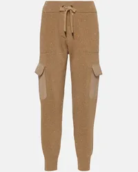 Brunello Cucinelli Pantaloni sportivi in lana e cashmere Marrone