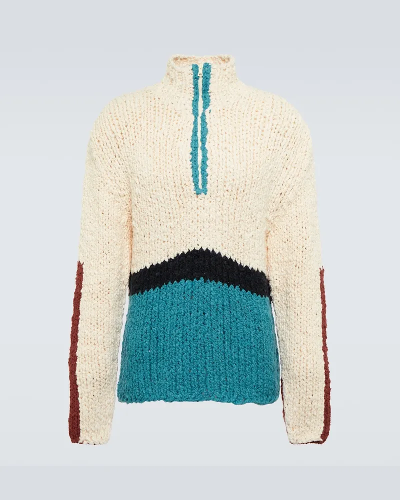 The Elder Statesman Pullover Block N Spiral in bouclÃ Bianco