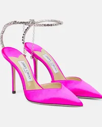 Jimmy Choo Pumps Saeda 100 in raso con cristalli Rosa