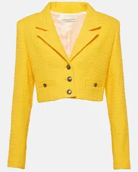 Alessandra Rich Blazer cropped in tweed bouclé Giallo