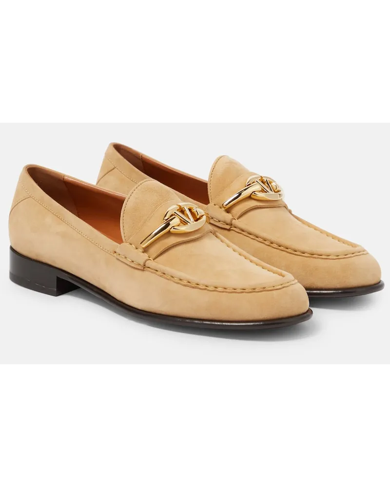 Valentino Garavani Mocassini VLogo Signature in suede Beige
