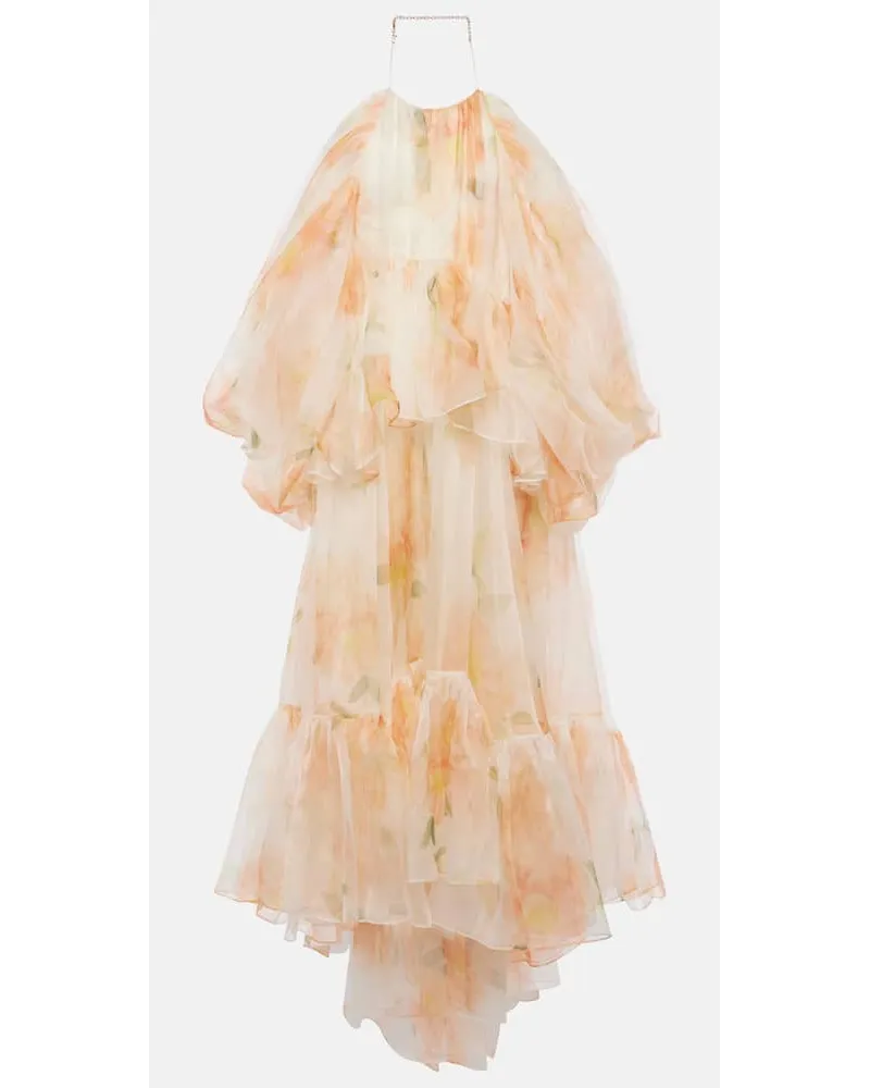 Zimmermann Abito midi Natura in organza di seta Multicolore
