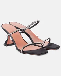 Amina Muaddi Mules Gilda 70 in raso con cristalli Nero