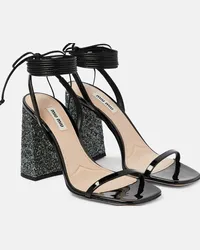 Miu Miu Sandali in vernice con glitter Nero