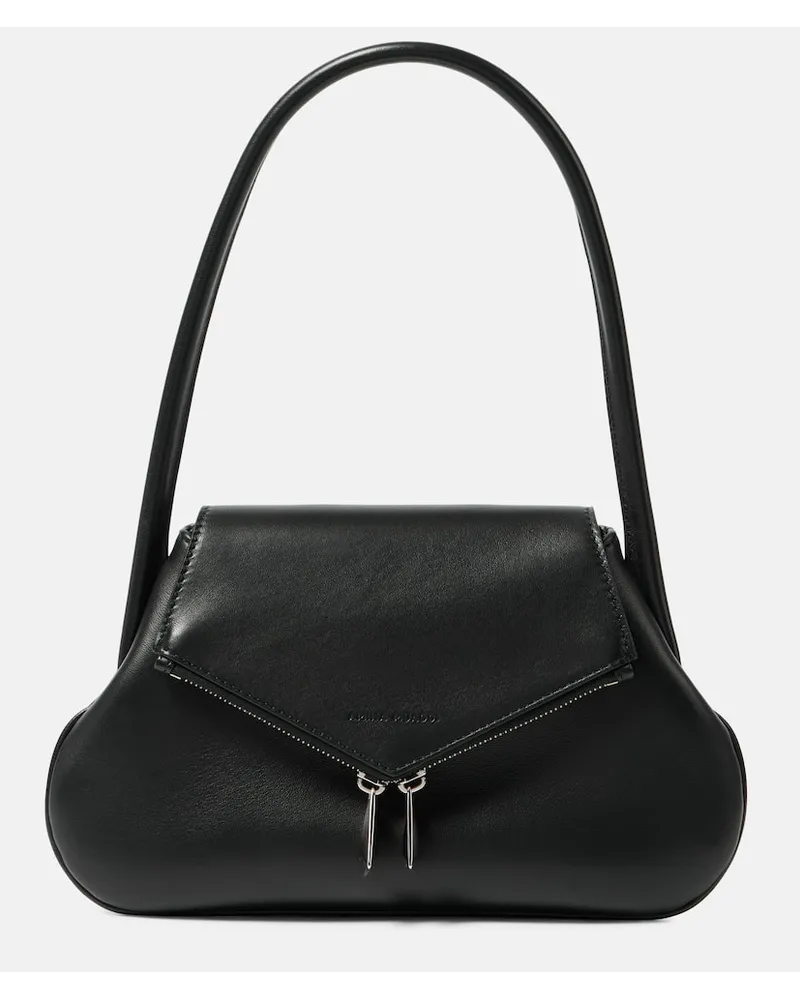 Amina Muaddi Borsa a spalla Gemini Flat in pelle Nero