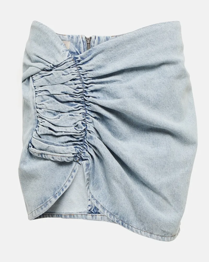 THE MANNEI Minigonna Wishaw in denim con ruches Blu