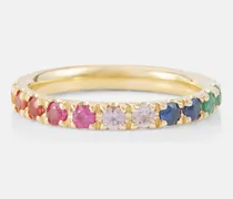 Anello eternity Rainbow Large in oro 14 kt con zaffiri, rubini, ametiste e smeraldi