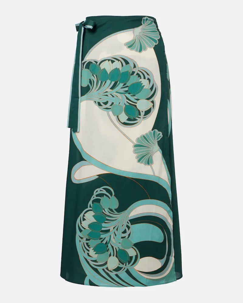 La DoubleJ Pareo in mussola di cotone con stampa Verde