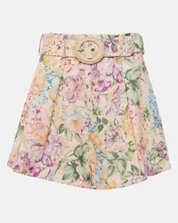 Zimmermann Shorts Halliday in lino a vita alta Multicolore