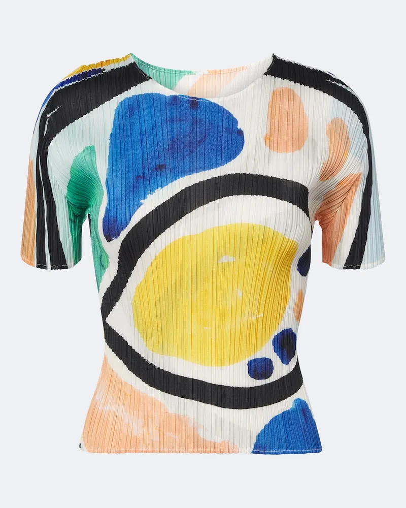 Issey Miyake Top Roll plissé con stampa Multicolore