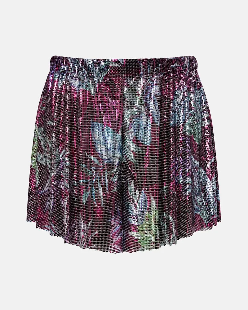 Paco Rabanne Shorts in maglia metallica con stampa Viola