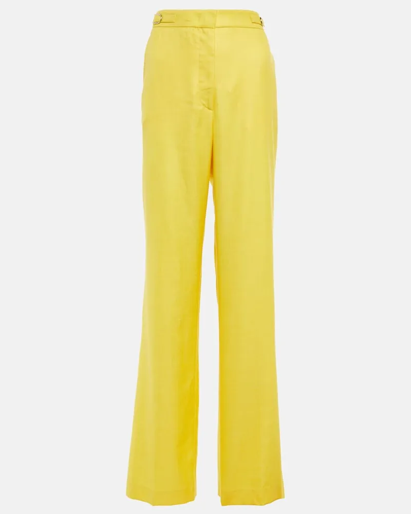 Gabriela Hearst Pantaloni regular in lana, seta e lino Giallo