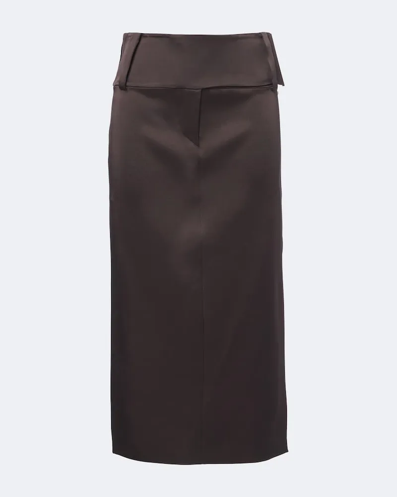 SPORTMAX Gonna midi in satin Marrone